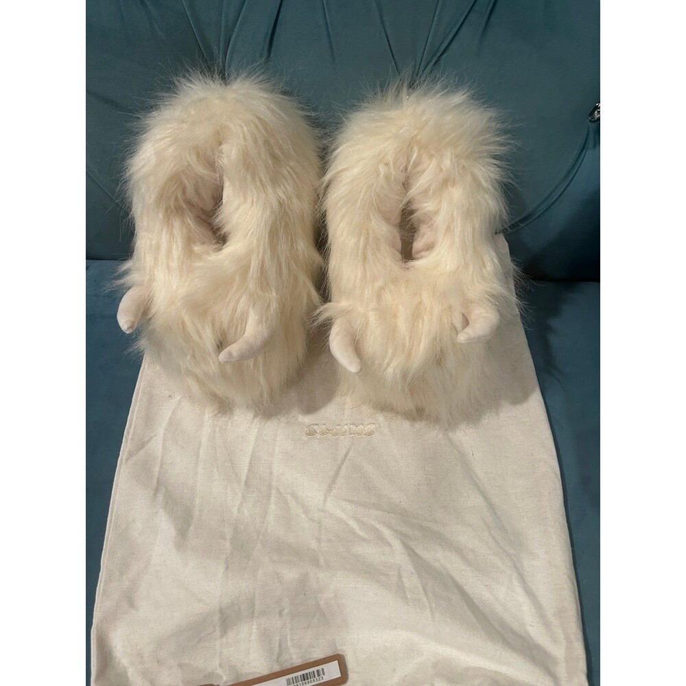 NWT Skims Long Hair Yeti Slipper size 38/ 7.5 marble Authentic